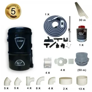Pack Máquina de Aspiração Central Mini S c/ 4 Tomadas - GV